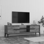 Έπιπλο τηλεόρασης Eslem pakoworld oak με ανθρακί 160x34,6x48,1εκ - Image 2