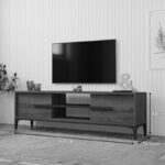 Έπιπλο τηλεόρασης Eslem pakoworld καρυδί με ανθρακί 160x34,6x48,1εκ - Image 2