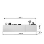 Έπιπλο τηλεόρασης επιτοίχιο Felita pakoworld λευκό 150x31,4x30εκ - Image 2