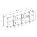 Σύνθετο σαλονιού Norda pakoworld κρεμ με oak 187x40x58.4εκ - Image 3