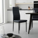 Καρέκλα Parker pakoworld PU ανθρακί-μαύρο πόδι 42x48x98εκ