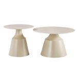 Τραπέζια σαλονιού Sculpt pakoworld σετ 2τεμ μέταλλο cappuccino- sintered stone σε όψης τραβερτίνης - Image 2