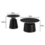 Τραπέζια σαλονιού Sculpt pakoworld σετ 2τεμ μέταλλο cappuccino- sintered stone σε όψης τραβερτίνης - Image 3