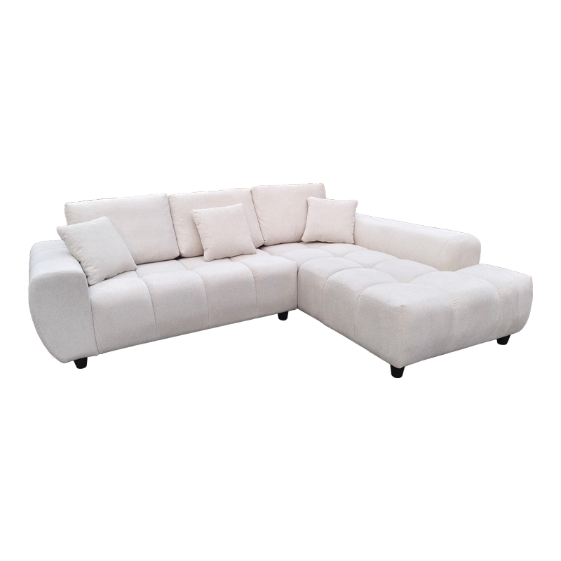 371-000031-1 Γωνιακός καναπές Londe pakoworld αριστερή γωνία με μπεζ ύφασμα 273x211x92εκ - Image 1