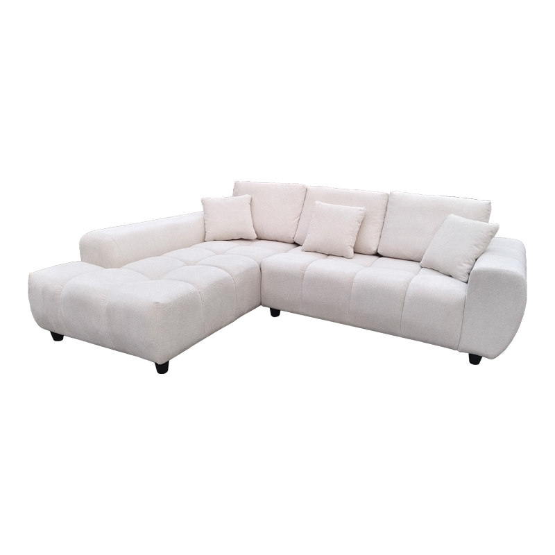 371-000032-1 Γωνιακός καναπές Londe pakoworld δεξιά γωνία με μπεζ ύφασμα 273x211x92εκ - Image 1