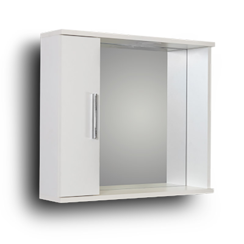 Mirror_wall_unit_LEFT_Cabinet_65 Καθρέφτης ALON 65 Aριστερός 3MAL065GLL Λευκό Gloss, με ένα ντουλάπι αριστερά 65x15x56 και φωτισμό LED - Image 1