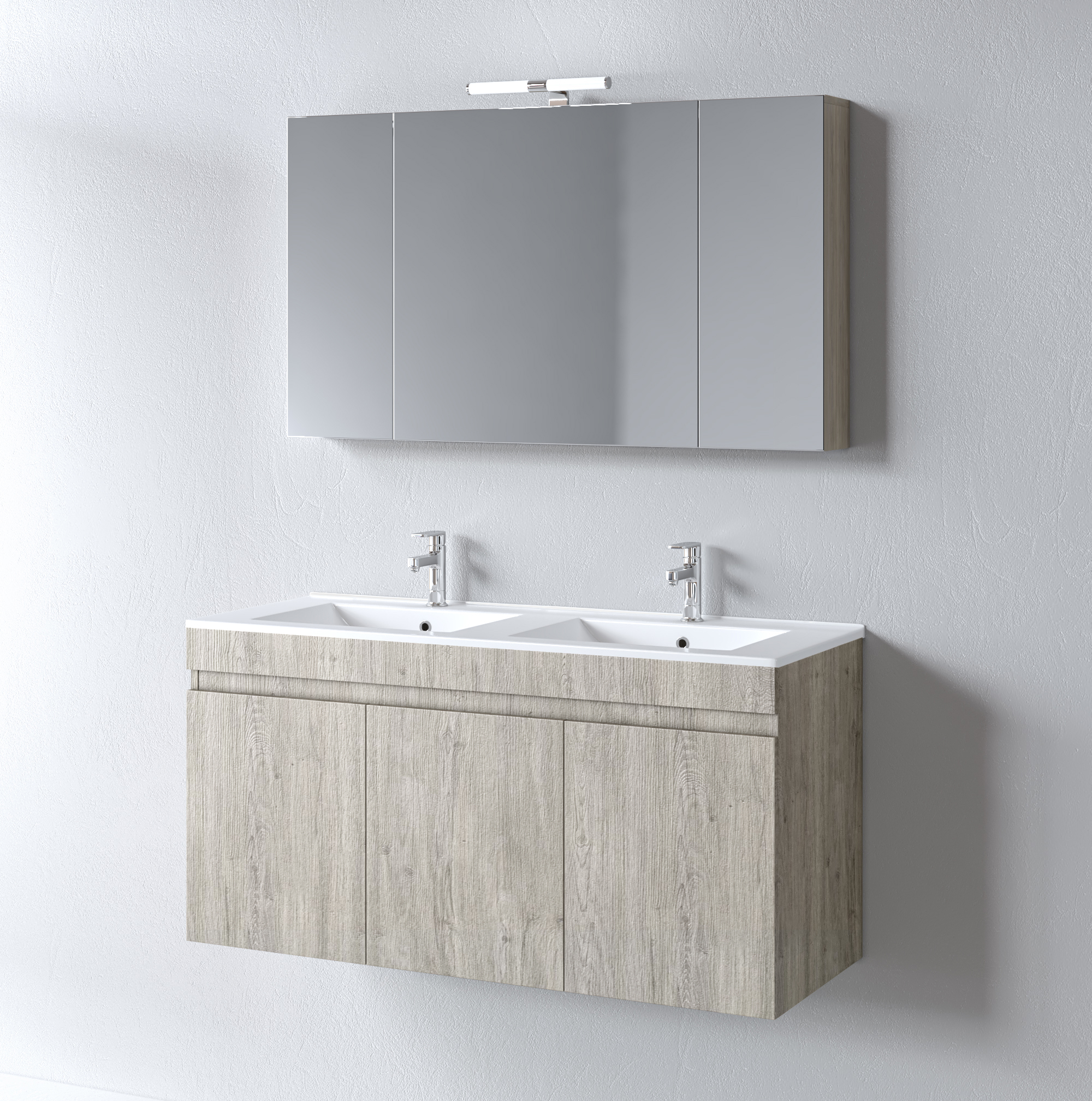 Omega_BEIGE_120 Σετ Επίπλου OMEGA 120cm με Διπλό Νιπτήρα χρ.BEIGE OAK 9SOM120BODW - Image 1