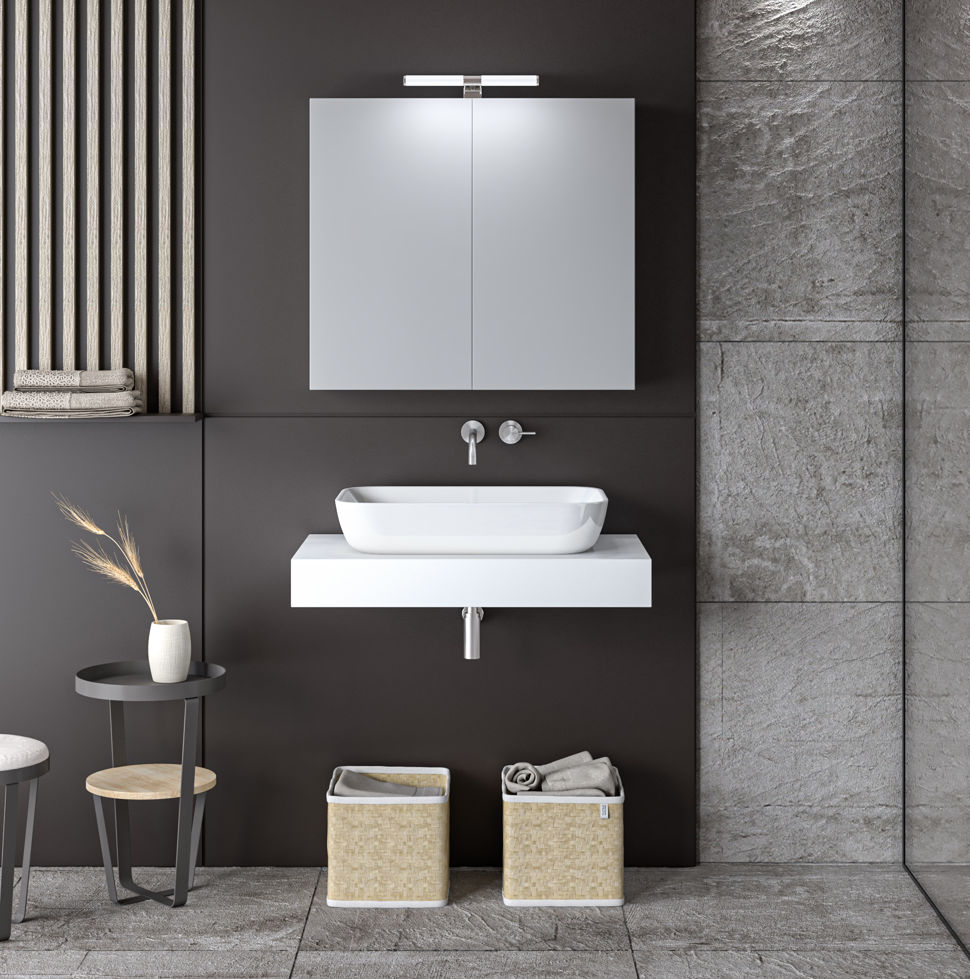 WHITE_CORIAN_v1-1 ΣΕΤ ΕΠΙΠΛΟΥ STONE 70cm χρ.WHITE με γκρι νερά 9SSTO070WH - Image 1