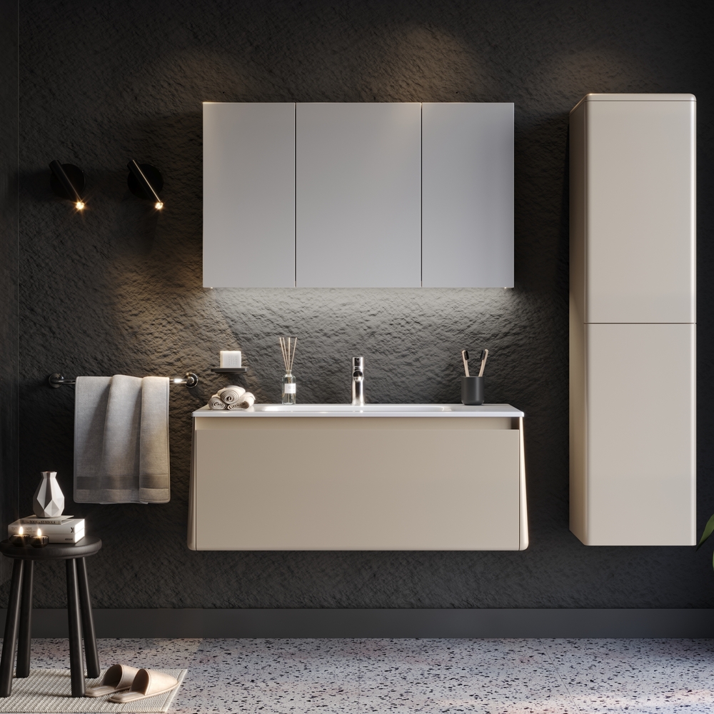 bella-100-fnl Σετ Έπιπλο Μπάνιου BELLA Μπεζ MDF 18mm Λάκα 100 9SBEL100SBM - Image 1