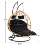 ΔΙΠΛΗ ΚΡΕΜΑΣΤΗ ΦΩΛΙΑ ME ΥΠΟΠΟΔΙΟ GRACIE HM5754.02 ΜΠΕΖ ΣΥΝΘ.RATTAN-ΓΚΡΙ ΜΕΤΑΛ.ΣΚΕΛΕΤΟΣ Φ120x200Υεκ - Image 2