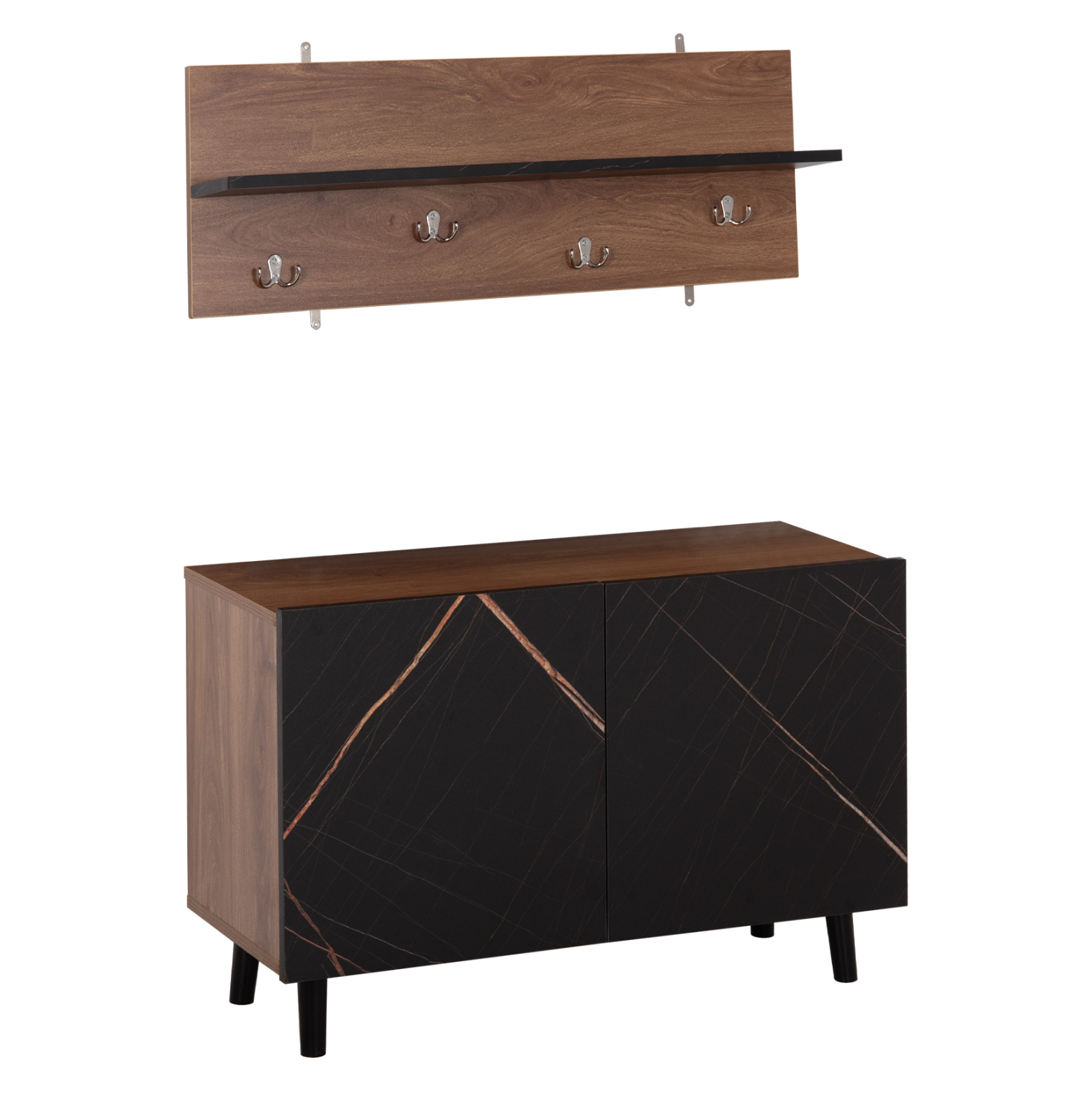 epiplo-eisodoy-fb9887613-melamini-se-kar ΕΠΙΠΛΟ ΕΙΣΟΔΟΥ DELPHINE HM8876.13 ΜΕΛΑΜΙΝΗ ΣΕ ΚΑΡΥΔΙ-ΜΑΥΡΟ ΜΑΡΜΑΡΟ 80x31.5x52Yεκ - Image 1