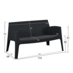 ΚΑΝΑΠΕΣ 2-ΘΕΣΙΟΣ ΠΟΛΥΠΡΟΠΥΛΕΝΙΟΥ SLEEK HM6366.02 ΧΡΩΜΑ ΜΑΥΡΟ 133x68x73Υεκ. - Image 2