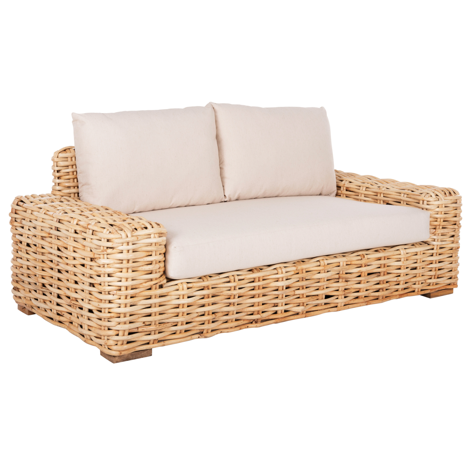kanapes-dithesios-exchoroy-fb99809-xylo- ΚΑΝΑΠΕΣ 2-ΘΕΣΙΟΣ TROPEL HM9809 ΞΥΛΟ MANGO-RATTAN ΦΥΣΙΚΟ-ΛΕΥΚΑ ΜΑΞΙΛΑΡΙΑ 192x88x70-85Υεκ. - Image 1