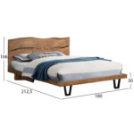 ΚΡΕΒΑΤΙ NICOLE HM8218.11 ΑΠΟ ΜΑΣΙΦ ΞΥΛΟ ΑΚΑΚΙΑΣ 212,5x180x106εκ. ΓΙΑ ΣΤΡΩΜΑ 160Χ200 - Image 3