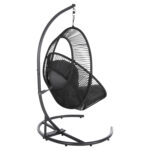 ΚΡΕΜΑΣΤΗ ΦΩΛΙΑ RULER HM6083 ΜΑΥΡΟ ΜΕΤΑΛΛΟ ΚΑΙ ΣΥΝΘ.RATTAN-ΓΚΡΙ ΜΑΞΙΛΑΡΙ 120x110x190Υ - Image 5