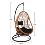 ΚΡΕΜΑΣΤΗ ΠΟΛΥΘΡΟΝΑ ΦΩΛΙΑ CALLIE HM5541.04 ΜΕ ΜΠΕΖ WICKER & ΜΑΥΡΑ ΜΑΞΙΛΑΡΙΑ Φ105Χ195Υ εκ. - Image 2