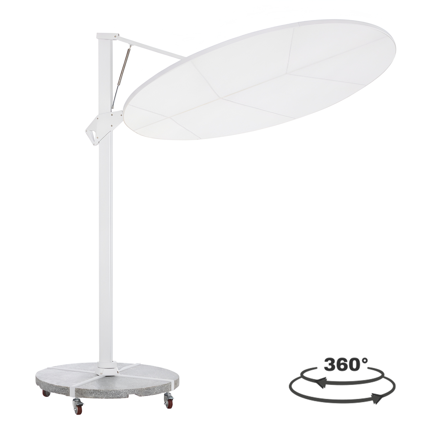 omprela-me-basi-fb92128502-aloyminio-gra ΟΜΠΡΕΛΑ ΜΕ ΒΑΣΗ ΣΕΙΡΑ CANNOPY HM21285.02 ΑΛΟΥΜΙΝΙΟ & ΓΡΑΝΙΤΗΣ-ΛΕΥΚΟ ΧΡΩΜΑ Φ2,2μ - Image 1