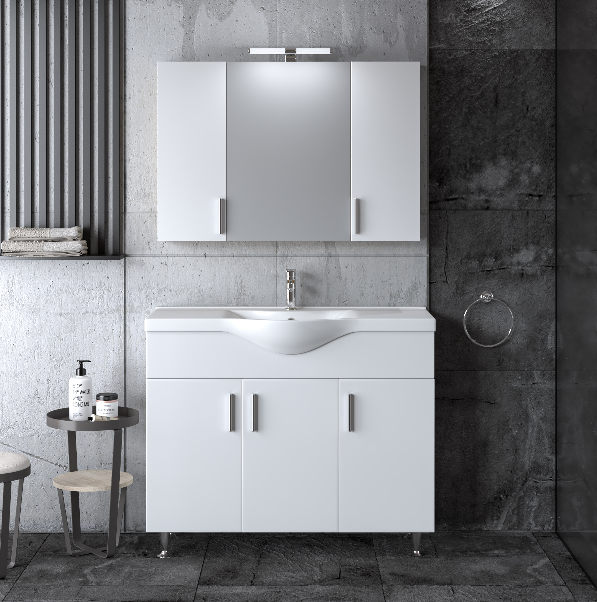 room_Siena_white_100 Σετ Έπιπλο Μπάνιου SIENA WHITE 100 9SSI100GL0W Πάγκο 96x34x83cm - Image 1
