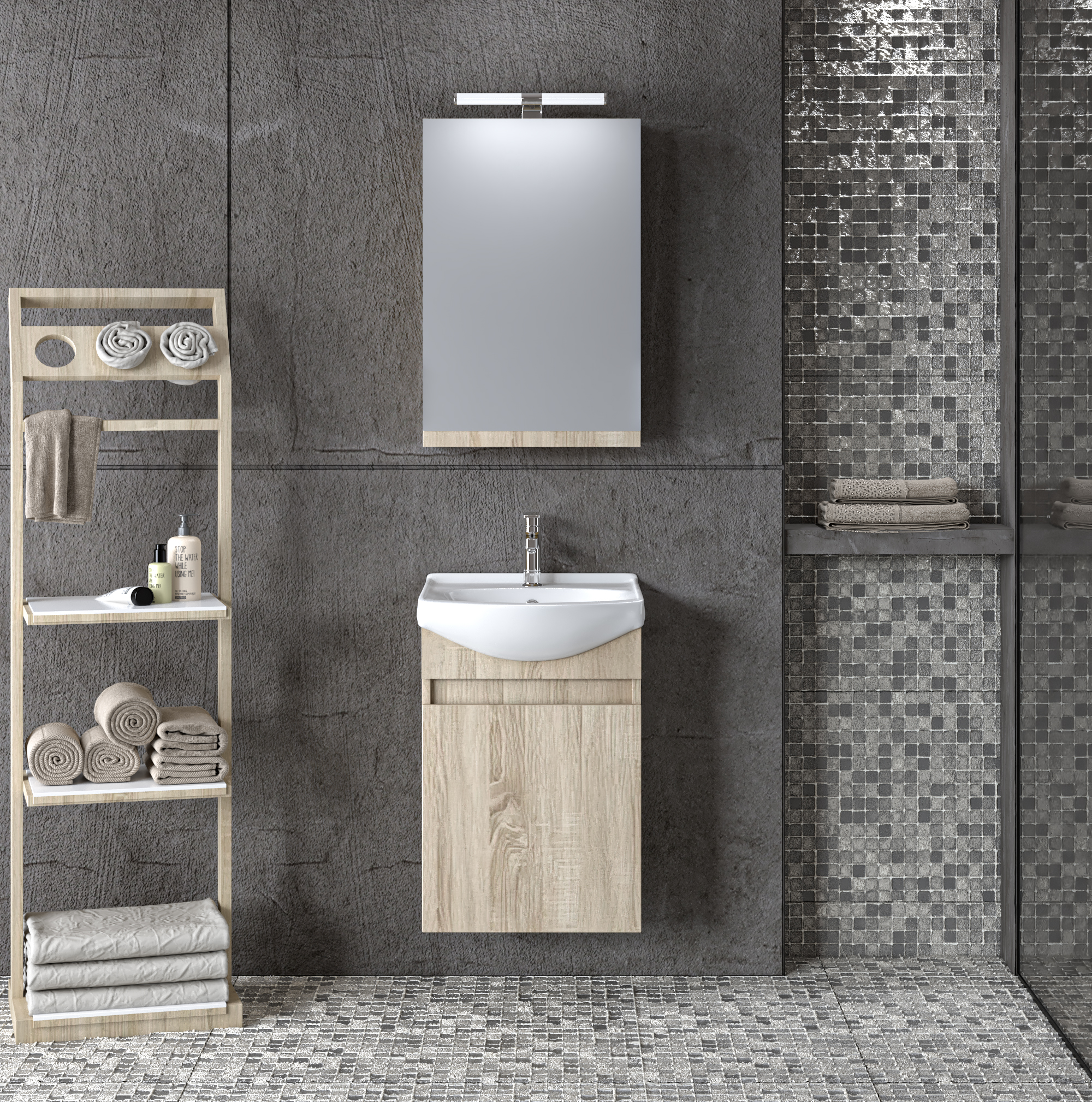 room_siena_Sonoma_45 Σετ Έπιπλο Μπάνιου SIENA SONOMA 45 9SSI045SN0W Πάγκο 41x25x60cm, Νιπτήρας 45x37cm - Image 1