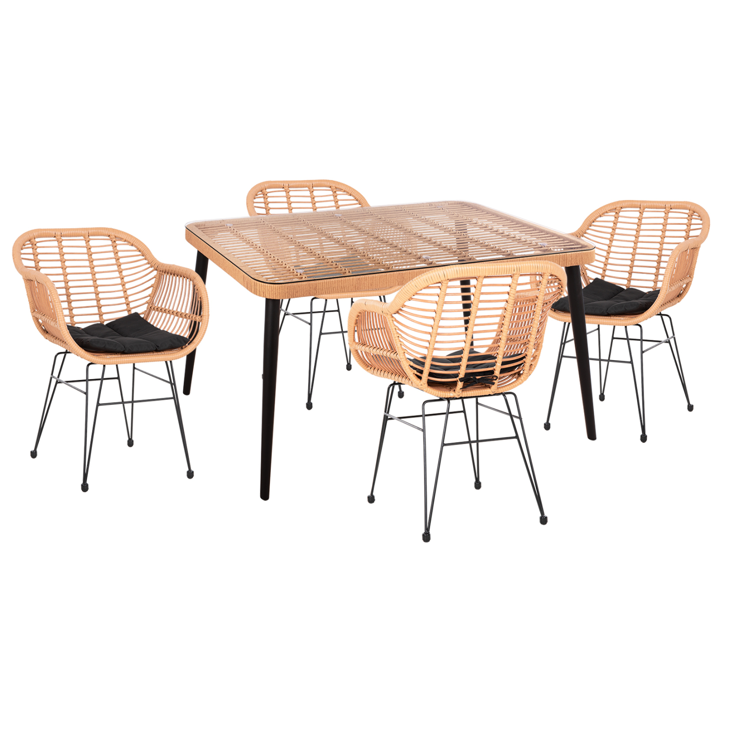 set-exotchoroy-5tmch-fb921027-se-mpez-ma ΣΕΤ ΕΞΩΤ.ΧΩΡΟΥ 5ΤΜΧ ALLEGRA HM21027 ΣΕ ΜΠΕΖ & ΜΑΥΡΟ ΧΡΩΜΑ WICKER-ΜΕΤΑΛΛΟ - Image 1