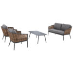 ΣΕΤ ΣΑΛΟΝΙ 4ΤΜΧ CASSIAN HM6552.01 ΑΛΟΥΜΙΝΙΟ & ΜΑΞΙΛΑΡΙΑ ΓΚΡΙ-ΜΠΕΖ P.E.RATTAN - Image 5