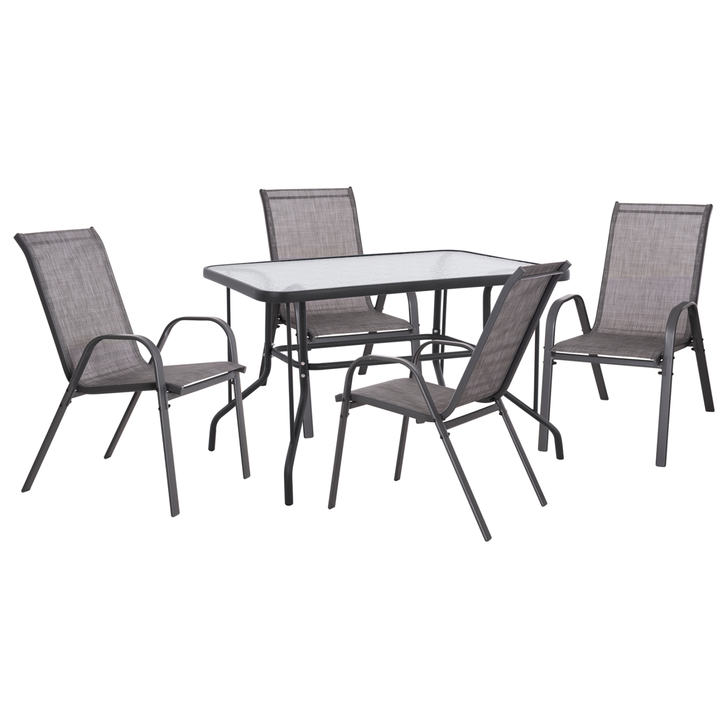 set-trapezarias-5tmch-fb9519301-metallik ΣΕΤ ΤΡΑΠΕΖΑΡΙΑΣ 5ΤΜΧ HM5193.01 ΜΕΤΑΛΛΙΚΗ ΜΕ 4 ΚΑΡΕΚΛΕΣ & ΤΡΑΠΕΖΙ 110x60 ΓΚΡΙ - Image 1