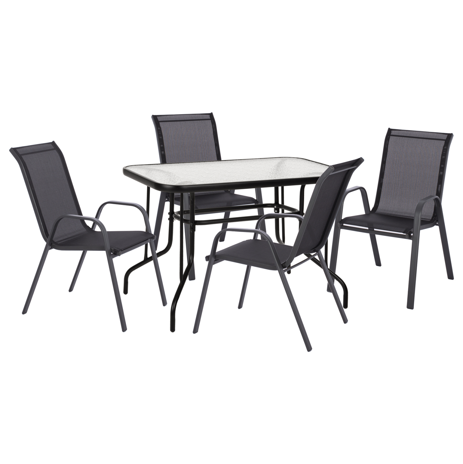set-trapezarias-exchoroy-fb9519313-trape ΣΕΤ ΤΡΑΠΕΖΑΡΙΑΣ 5ΤΜΧ HM5193.13 ΜΕΤΑΛΛΙΚO ΜΕ 4 ΚΑΡΕΚΛΕΣ & ΤΡΑΠΕΖΙ 110x60 ΜΑΥΡΟ - Image 1