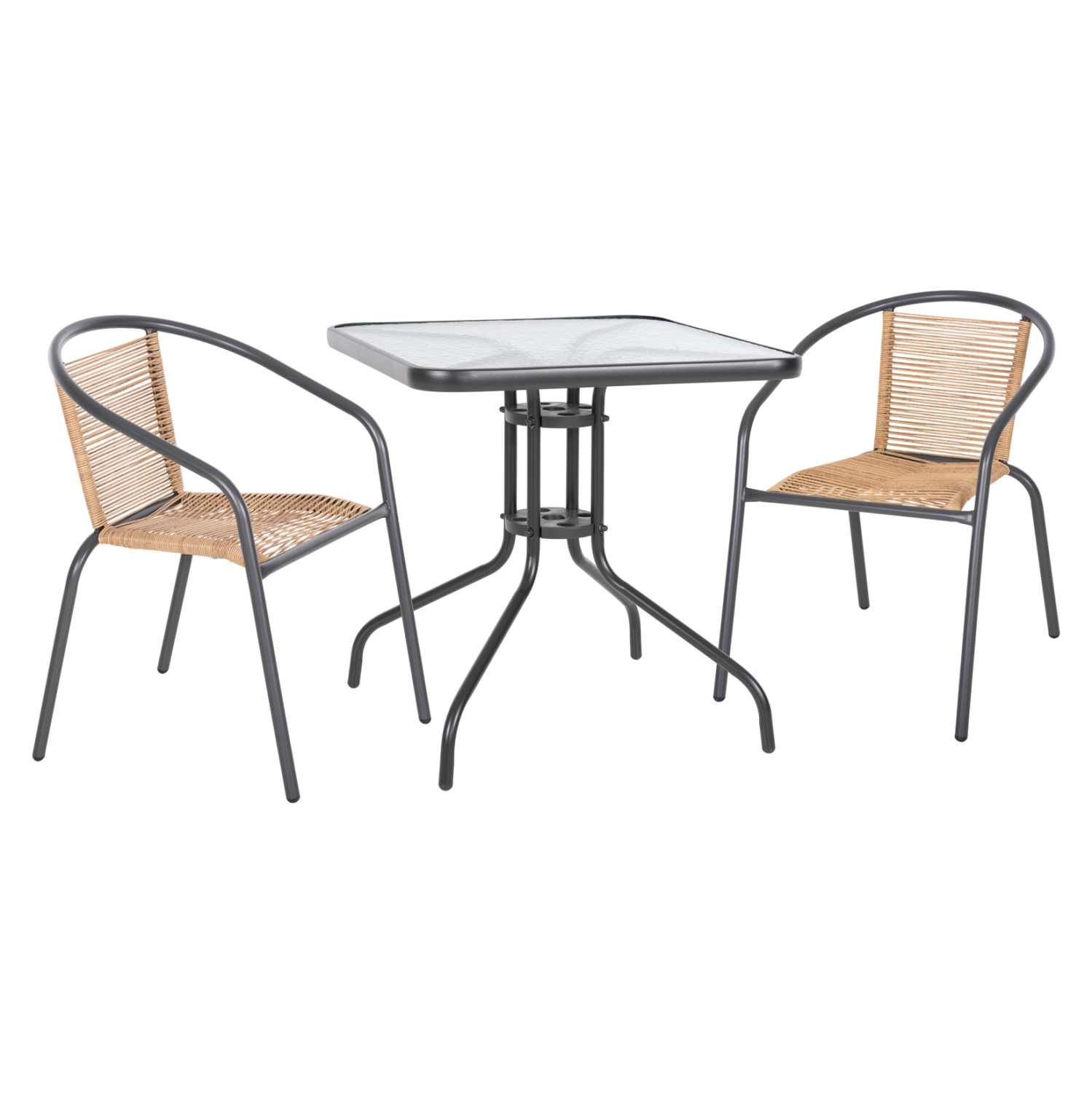 set-trapezarias-exotchoroy-3tmch-fb91087 ΣΕΤ ΤΡΑΠΕΖΑΡΙΑΣ ΕΞΩΤ.ΧΩΡΟΥ 3ΤΜΧ FIGO HM10878.02 ΜΕΤΑΛΛΟ ΓΚΡΙ--P.E.RATTAN ΣΕ ΦΥΣΙΚΟ - Image 1