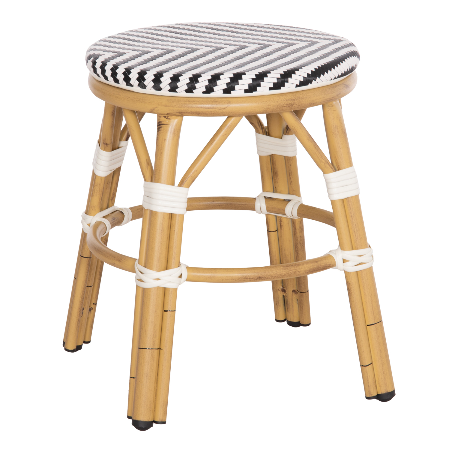 skampo-aloyminioy-fb9628503-bamboo-look- ΣΚΑΜΠΟ ΑΛΟΥΜΙΝΙΟΥ CHINO HM6285.03 BAMBOO LOOK-TEXTILENE ΛΕΥΚΟ-ΜΑΥΡΟ Φ36x46Υεκ. - Image 1