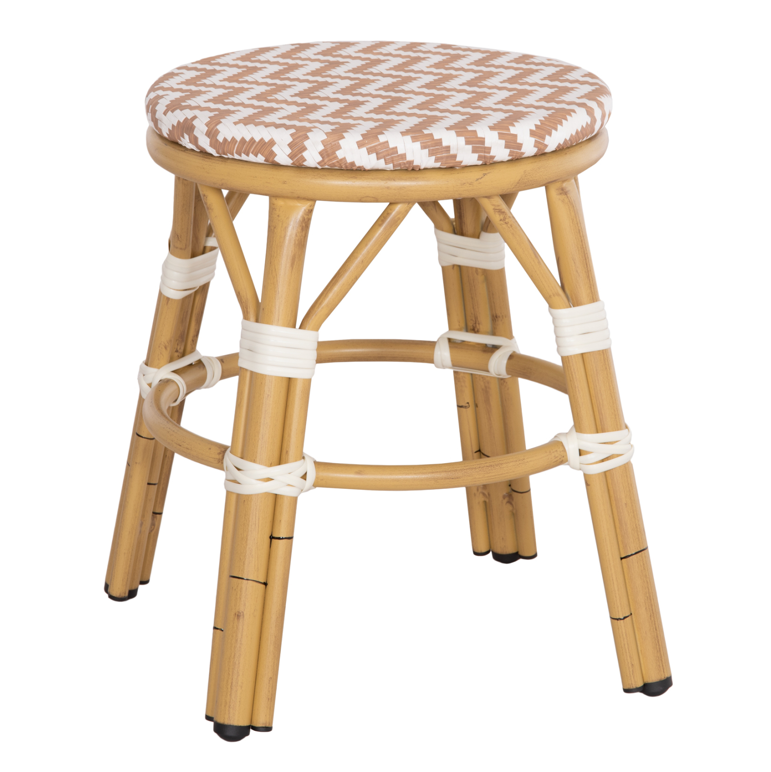 skampo-aloyminioy-fb9628504-bamboo-look- ΣΚΑΜΠΟ ΑΛΟΥΜΙΝΙΟΥ CHINO HM6285.04 BAMBOO LOOK-TEXTILENE ΛΕΥΚΟ-ΚΑΦΕ Φ36x46Υεκ. - Image 1