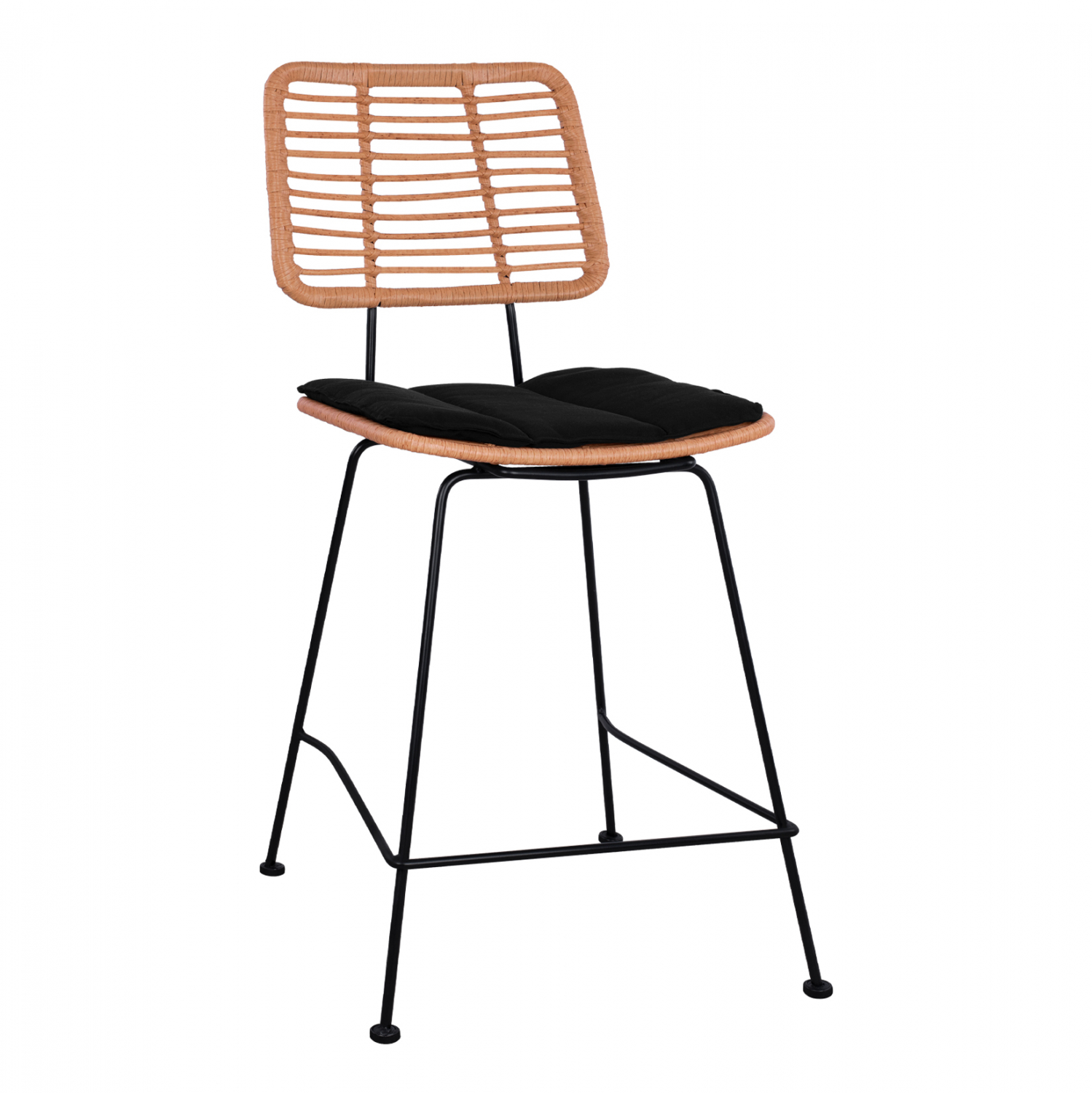 skampo-mesaioy-ypsoys-fb95644-metalliko- ΣΚΑΜΠΟ ΜΕΣΑΙΟΥ ΥΨΟΥΣ ALLEGRA HM5644 ΜΕΤΑΛΛΙΚΟ ΜΕ WICKER ΣΕ ΜΠΕΖ ΑΠΟΧΡΩΣΗ 55x56x107 εκ. - Image 1