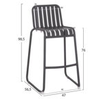 ΣΚΑΜΠΟ ΜΠΑΡ ΑΛΟΥΜΙΝΙΟΥ RACHEL HM6341.01 ΓΚΡΙ 47x56,5x98,5Υεκ. - Image 2