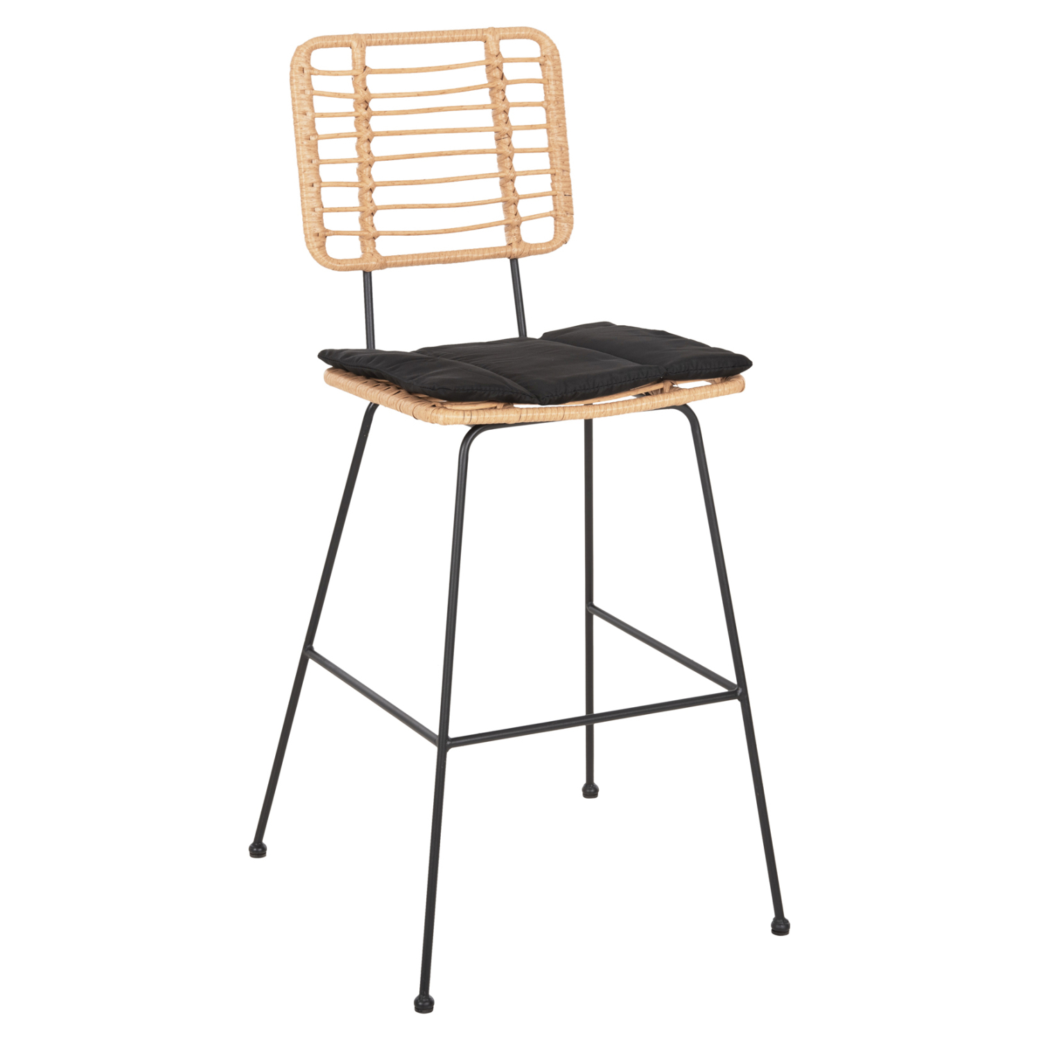 skampo-mpar-fb9545511-metallomaxilari-ma ΣΚΑΜΠΟ ΜΠΑΡ ALLEGRA HM5455.11 ΜΕΤΑΛΛΟ&ΜΑΞΙΛΑΡΙ ΜΑΥΡΟ-WICKER ΜΠΕΖ 56x59x116,5Υεκ. - Image 1