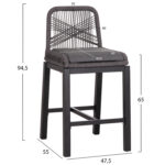 ΣΚΑΜΠΟ ΜΠΑΡ ΜΕΣ.ΥΨΟΥΣ HOWARD HM5791.23 ΜΑΥΡΟ ΑΛΟΥΜΙΝΙΟ--ΓΚΡΙ ΣΧΟΙΝΙ 47,5x55x94,5Υεκ. - Image 2