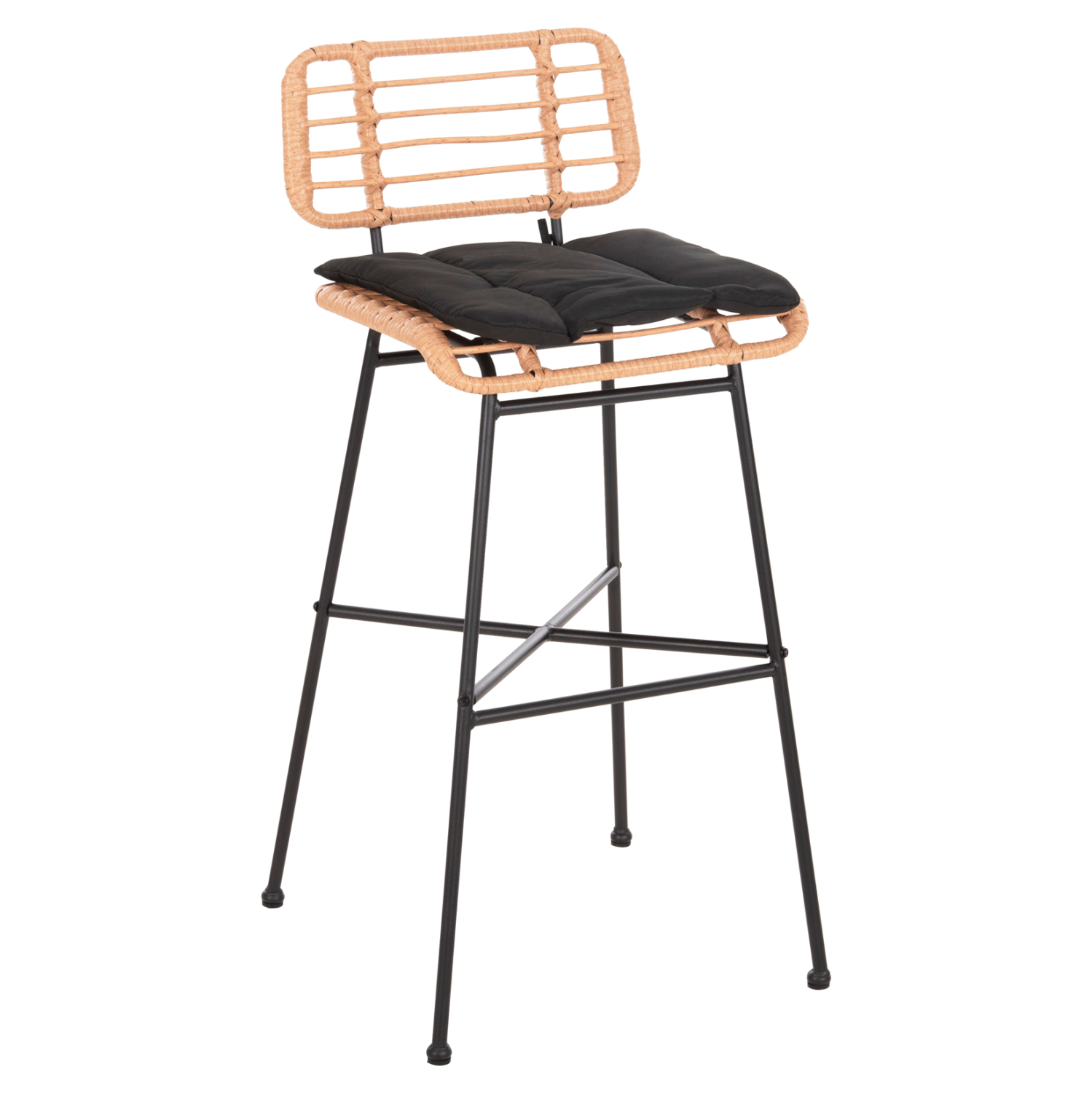 skampo-mpar-psilo-fb9570811-metallomaxil ΣΚΑΜΠΟ ΜΠΑΡ ΨΗΛΟ ALLEGRA HM5708.11 ΜΕΤΑΛΛΟ&ΜΑΞΙΛΑΡΙ ΜΑΥΡΟ-WICKER ΜΠΕΖ 48x49x99,5Υεκ. - Image 1