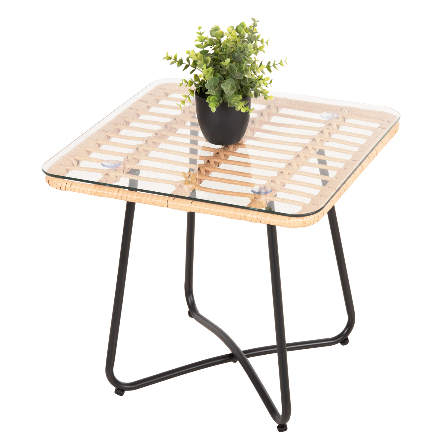 trapezaki-fb9571711-me-wicker-mpez-mayro ΤΡΑΠΕΖΑΚΙ GERRY HM5717.11 ΜΕ WICKER ΜΠΕΖ-ΜΑΥΡΟ ΜΕΤΑΛ.ΣΚΕΛΕΤΟ 50x50x47,5Υεκ. - Image 1