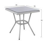 ΤΡΑΠΕΖΙ ΑΛΟΥΜΙΝΙΟΥ HARLOW 70X70X76 BAMBOO LOOK HM5568.01 ΛΕΥΚΗ ΠΑΤΙΝΑ ΜΕ ΓΥΑΛΙ - Image 2