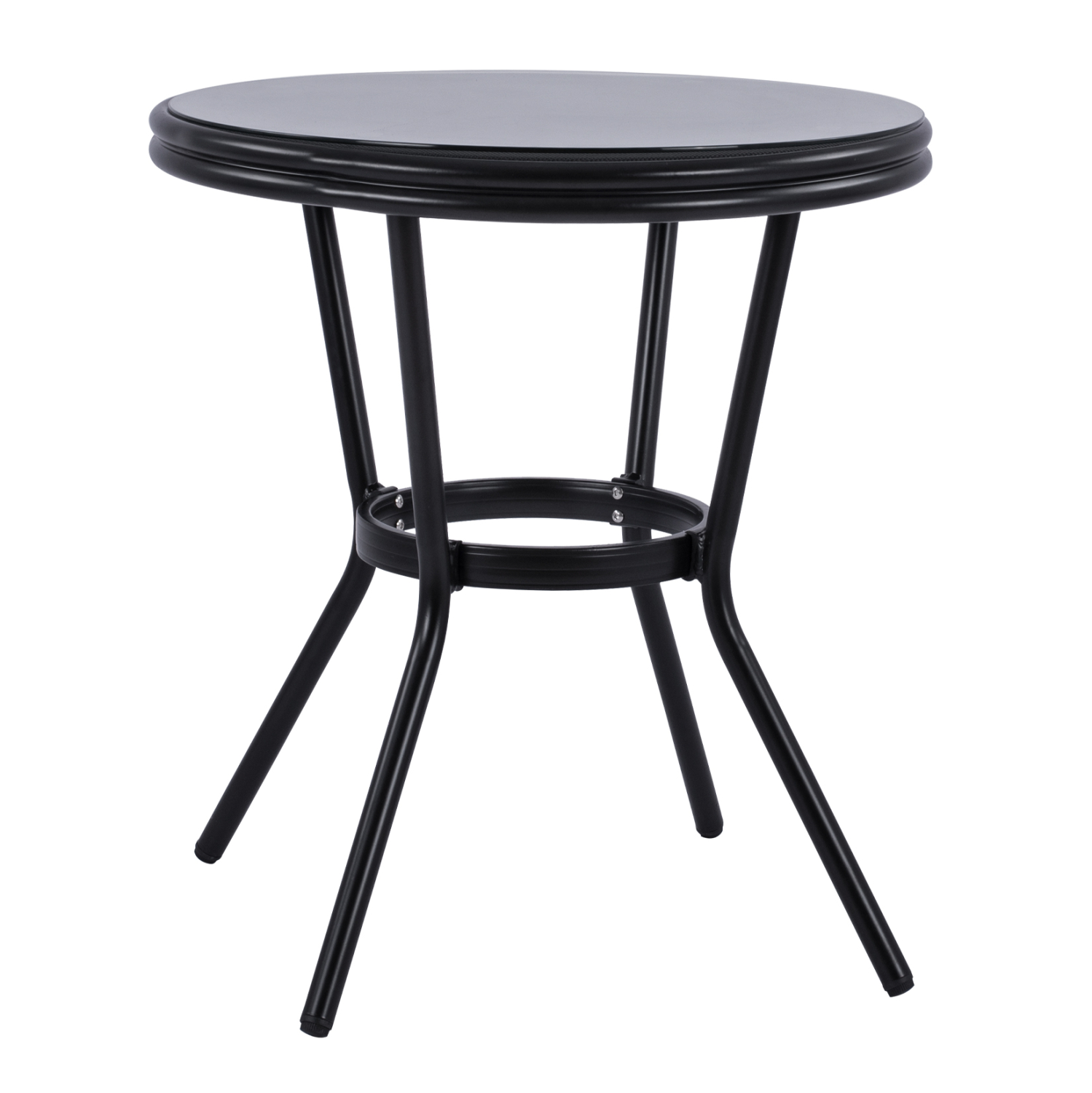 trapezi-aloyminioy-f70-bamboo-fb9553202- ΤΡΑΠΕΖΙ ΑΛΟΥΜΙΝΙΟΥ MOSES Φ70 BAMBOO LOOK HM5532.02 ΜΑΥΡΟ ΜΕ ΓΥΑΛΙ Φ70X76 εκ - Image 1