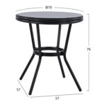 ΤΡΑΠΕΖΙ ΑΛΟΥΜΙΝΙΟΥ MOSES Φ70 BAMBOO LOOK HM5532.02 ΜΑΥΡΟ ΜΕ ΓΥΑΛΙ Φ70X76 εκ - Image 2