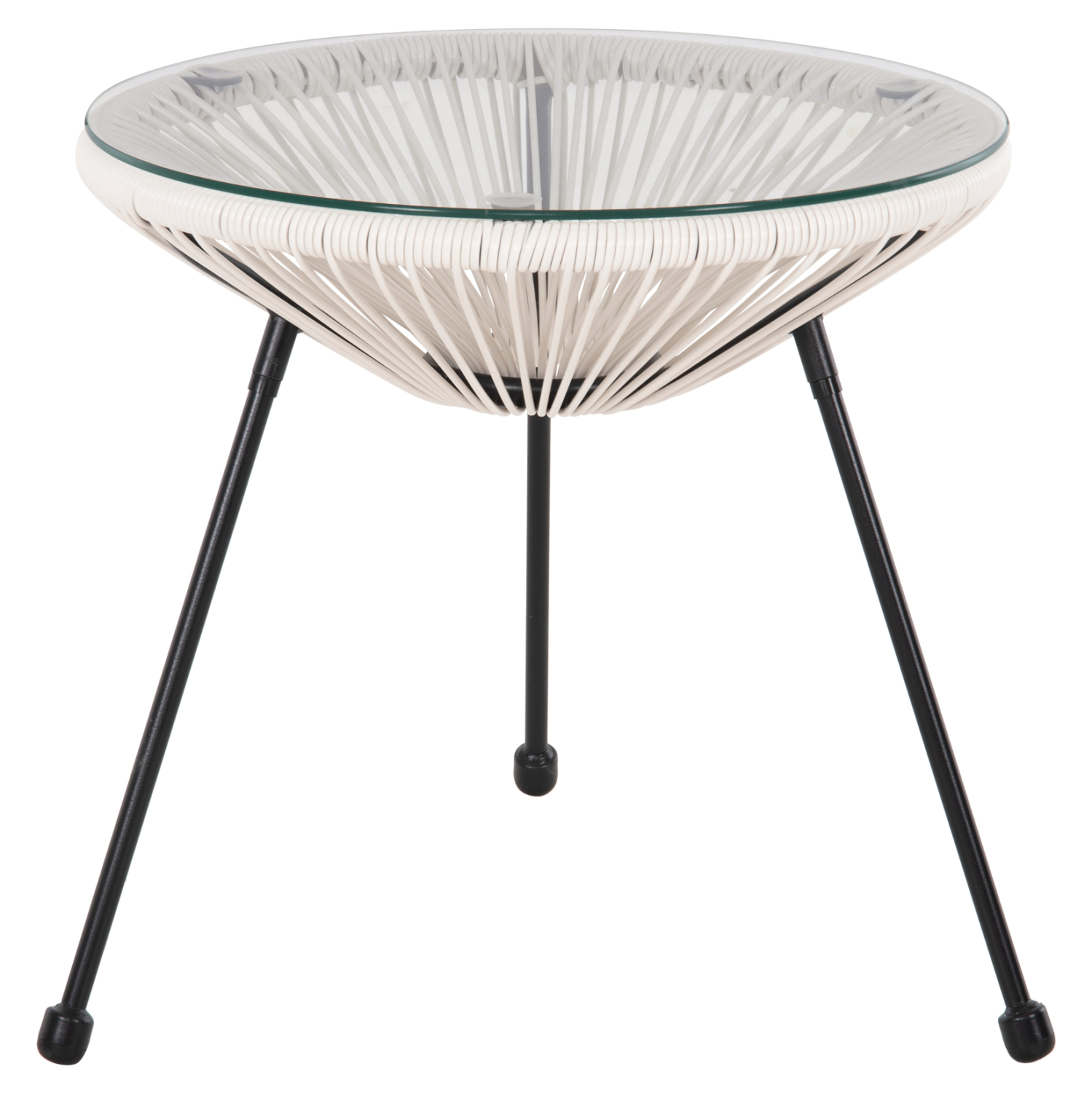 trapezi-boithitiko-fb9587412-metallo-may ΤΡΑΠΕΖΙ ΒΟΗΘΗΤΙΚΟ ACAPULCO HM5874.12 ΜΕΤΑΛΛΟ ΜΑΥΡΟ-ΣΥΝΘ. RATTAN ΛΕΥΚΟ Φ47x45Yεκ. - Image 1