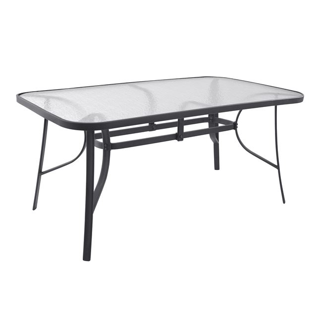 trapezi-bruno-metalliko-gkri-160ch90ch72 ΤΡΑΠΕΖΙ BRUNO 160Χ90Χ72Υεκ. ΜΕΤΑΛΛΙΚΟ ΓΚΡΙ ΜΕ ΓΥΑΛΙΝΗ ΕΠΙΦΑΝΕΙΑ HM5074.01 - Image 1