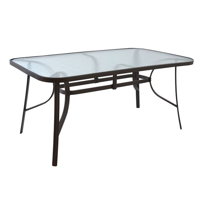 trapezi-bruno-metalliko-kafe-160ch90ch72 ΤΡΑΠΕΖΙ BRUNO 160Χ90Χ72Υεκ. ΜΕΤΑΛΛΙΚΟ ΚΑΦΕ ΜΕ ΓΥΑΛΙΝΗ ΕΠΙΦΑΝΕΙΑ HM5074.02 - Image 1