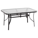 ΤΡΑΠΕΖΙ BRUNO 150X90Χ72Υεκ. ΜΕΤΑΛΛΙΚΟ ΜΑΥΡΟ ΜΕ ΓΥΑΛΙΝΗ ΕΠΙΦΑΝΕΙΑ HM5145.03