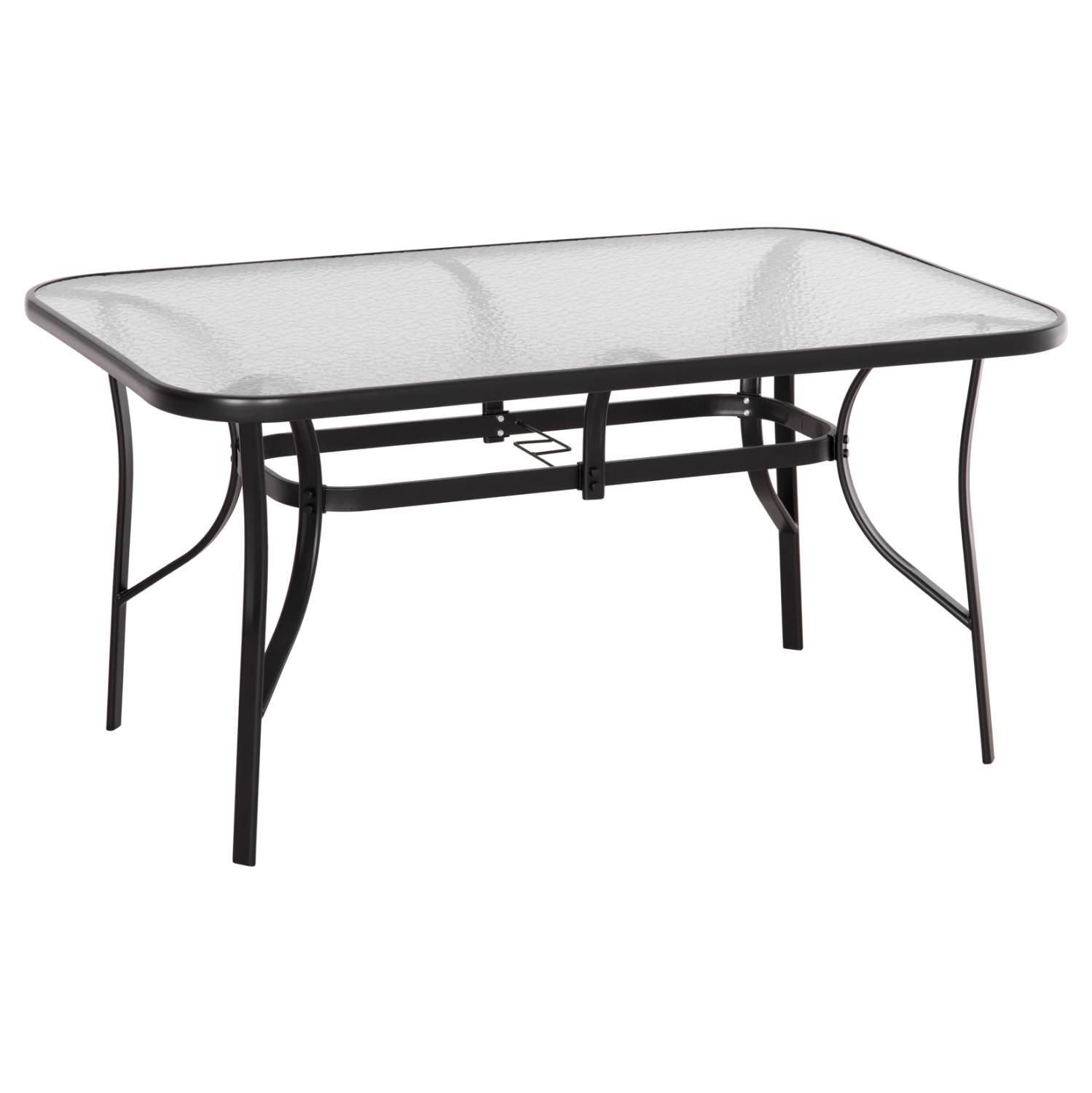 trapezi-fb9514503-metalliko-mayro-me-gya ΤΡΑΠΕΖΙ BRUNO 150X90Χ72Υεκ. ΜΕΤΑΛΛΙΚΟ ΜΑΥΡΟ ΜΕ ΓΥΑΛΙΝΗ ΕΠΙΦΑΝΕΙΑ HM5145.03 - Image 1