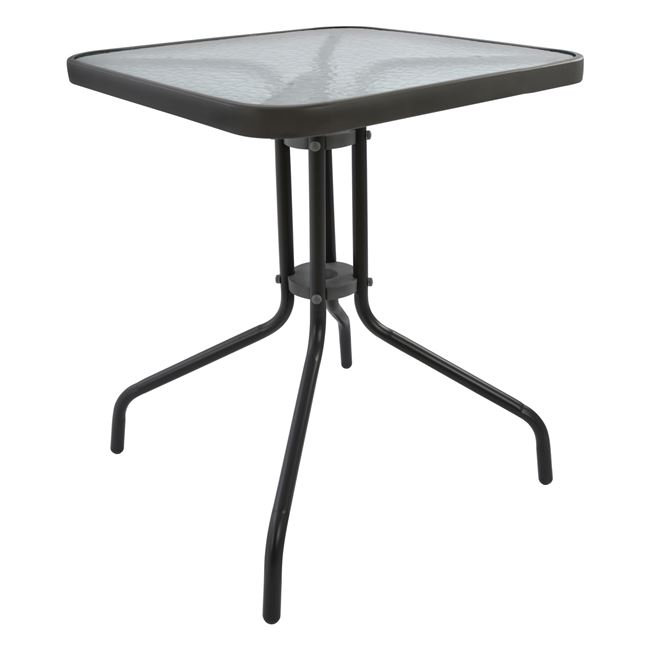 trapezi-figo-metalliko-gkri-60ch60ch72-h ΤΡΑΠΕΖΙ FIGO 60Χ60Χ72Υεκ. ΜΕΤΑΛΛΙΚΟ ΓΚΡΙ ΜΕ ΓΥΑΛΙΝΗ ΕΠΙΦΑΝΕΙΑ HM5035.01 - Image 1