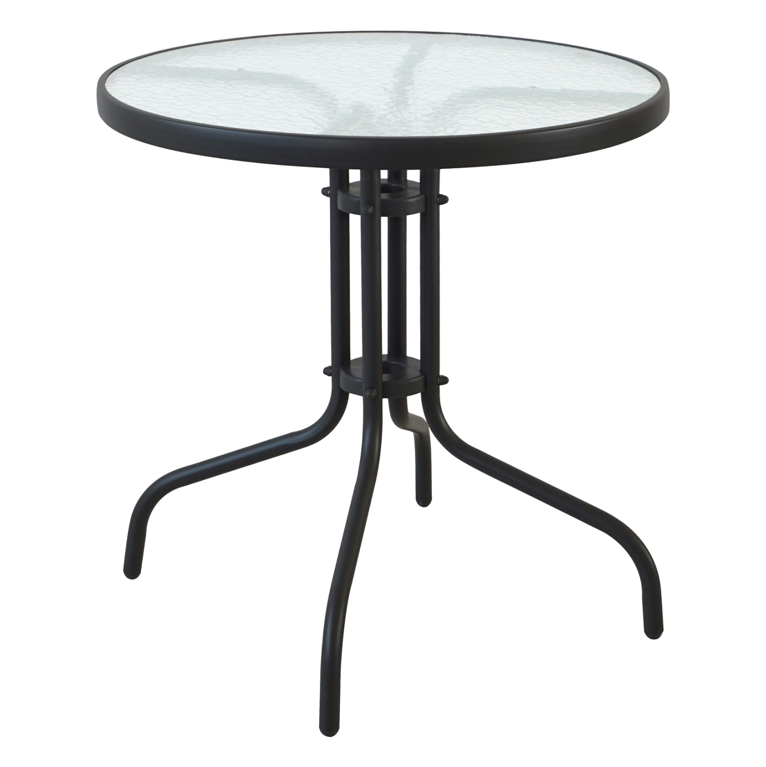 trapezi-stroggylo-fb9514603-metalliko-ma ΤΡΑΠΕΖΙ ΣΤΡΟΓΓΥΛΟ LIMA HM5146.03 ΜΕΤΑΛΛΙΚΟ ΜΑΥΡΟ ΜΕ ΓΥΑΛΙΝΗ ΕΠΙΦΑΝΕΙΑ Φ70Χ70Υεκ. - Image 1