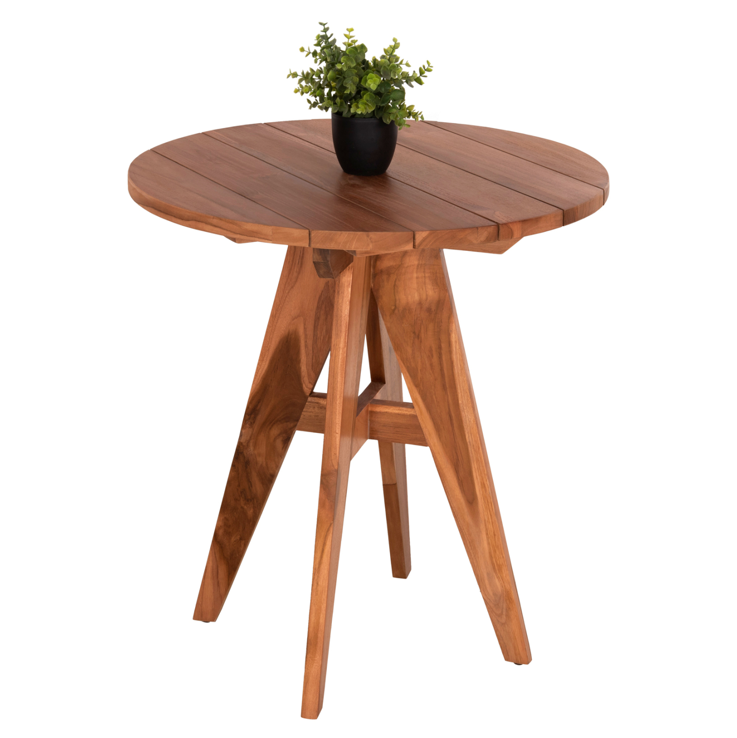 trapezi-stroggylo-fb99917-masif-xylo-tea ΤΡΑΠΕΖΙ ΣΤΡΟΓΓΥΛΟ LEO HM9917 ΜΑΣΙΦ ΞΥΛΟ ΤΕΑΚ ΣΕ ΦΥΣΙΚΟ Φ70x75Υεκ. - Image 1