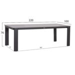 ΤΡΑΠΕΖΙ ΤΡΑΠΕΖΑΡΙΑΣ PUNDER HM6483.01 ΓΚΡΙ ΑΛΟΥΜΙΝΙΟ--SINTERED STONE TOP 220x100x76Υεκ - Image 2