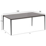 ΤΡΑΠΕΖΙ ΤΡΑΠΕΖΑΡΙΑΣ STAD HM6557.01 ΓΚΡΙ ΑΛΟΥΜΙΝΙΟ & SINTERED STONE TOP 180x90x74Υεκ - Image 2