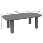 ΤΡΑΠΕΖΙ ΤΡΑΠΕΖΑΡΙΑΣ FIBER CEMENT KIORA HM6597.01 ΓΚΡΙ 200x100x76Υεκ - Image 2